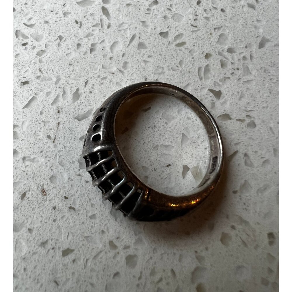 Silver Size 8 Signed MD Silver Marked 925 Ring Cage Work - Picture 2 of 8